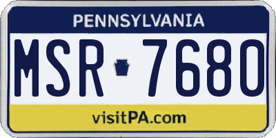 PA license plate MSR7680