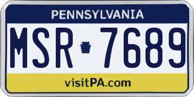 PA license plate MSR7689