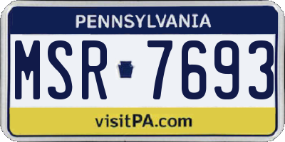 PA license plate MSR7693