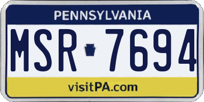 PA license plate MSR7694