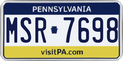 PA license plate MSR7698