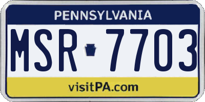 PA license plate MSR7703