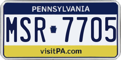 PA license plate MSR7705