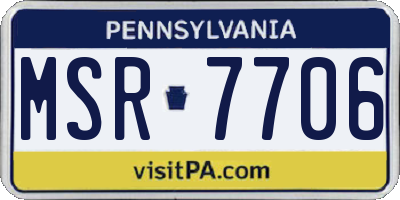 PA license plate MSR7706