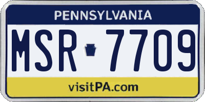 PA license plate MSR7709