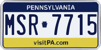 PA license plate MSR7715