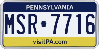 PA license plate MSR7716