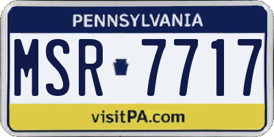 PA license plate MSR7717