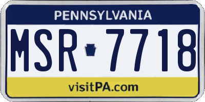 PA license plate MSR7718