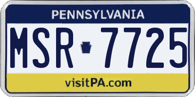 PA license plate MSR7725