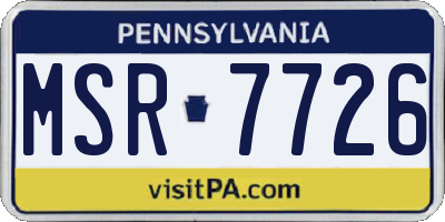 PA license plate MSR7726