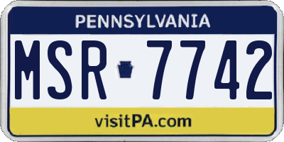 PA license plate MSR7742