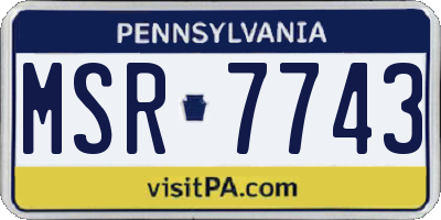 PA license plate MSR7743