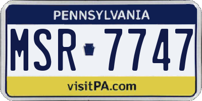 PA license plate MSR7747