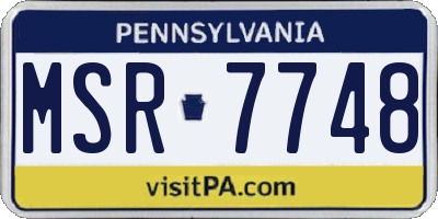 PA license plate MSR7748