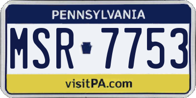 PA license plate MSR7753