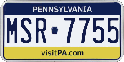 PA license plate MSR7755