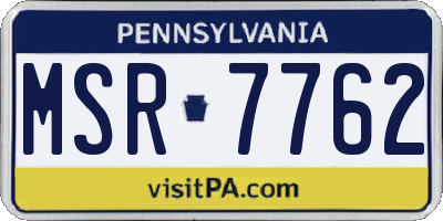 PA license plate MSR7762