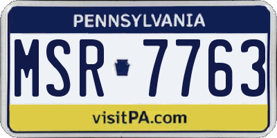 PA license plate MSR7763