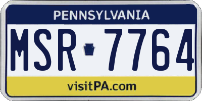 PA license plate MSR7764