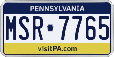 PA license plate MSR7765