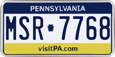 PA license plate MSR7768