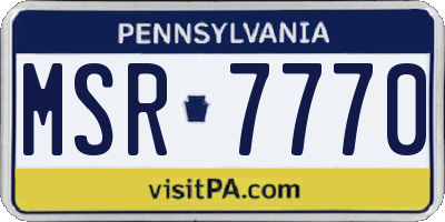 PA license plate MSR7770