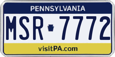 PA license plate MSR7772