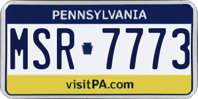 PA license plate MSR7773
