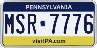 PA license plate MSR7776
