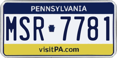 PA license plate MSR7781