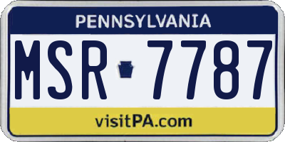 PA license plate MSR7787