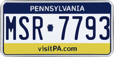 PA license plate MSR7793