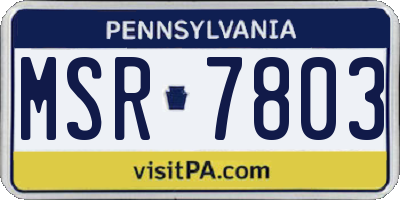 PA license plate MSR7803