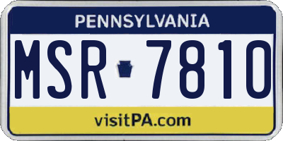 PA license plate MSR7810