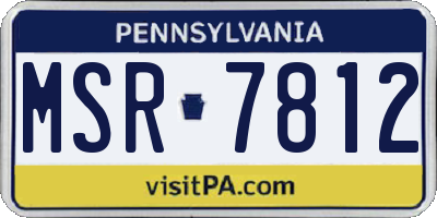 PA license plate MSR7812
