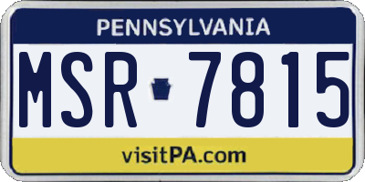 PA license plate MSR7815