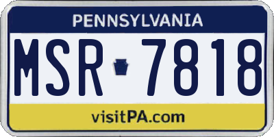 PA license plate MSR7818