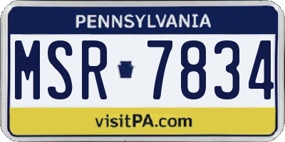 PA license plate MSR7834