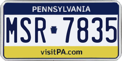 PA license plate MSR7835