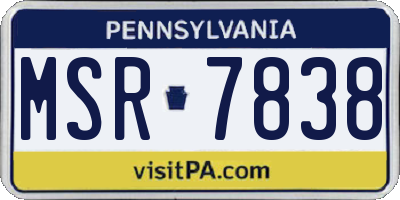 PA license plate MSR7838