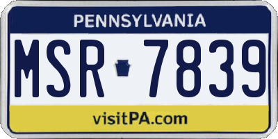 PA license plate MSR7839