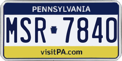 PA license plate MSR7840