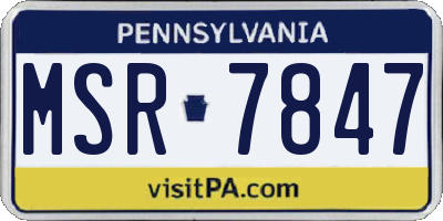 PA license plate MSR7847