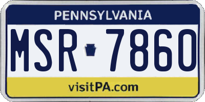PA license plate MSR7860