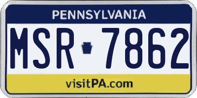 PA license plate MSR7862