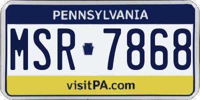PA license plate MSR7868
