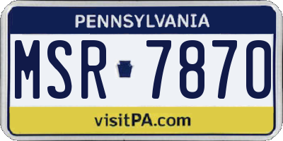 PA license plate MSR7870