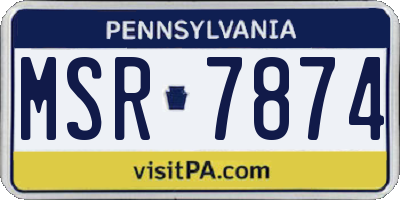PA license plate MSR7874