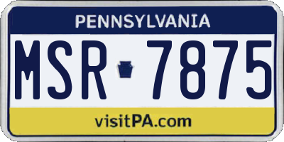 PA license plate MSR7875